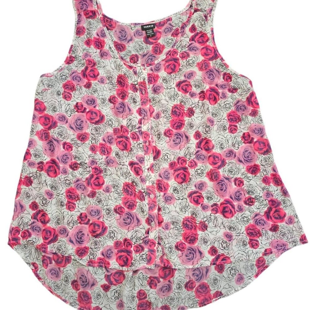 Pink, Black And White Rose Blouse